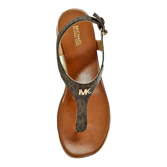 MICHAEL KORS LaneyEspadrille Thongs MKSignature Jute WedgeSlingbacks Sandals - Picture 4 of 10